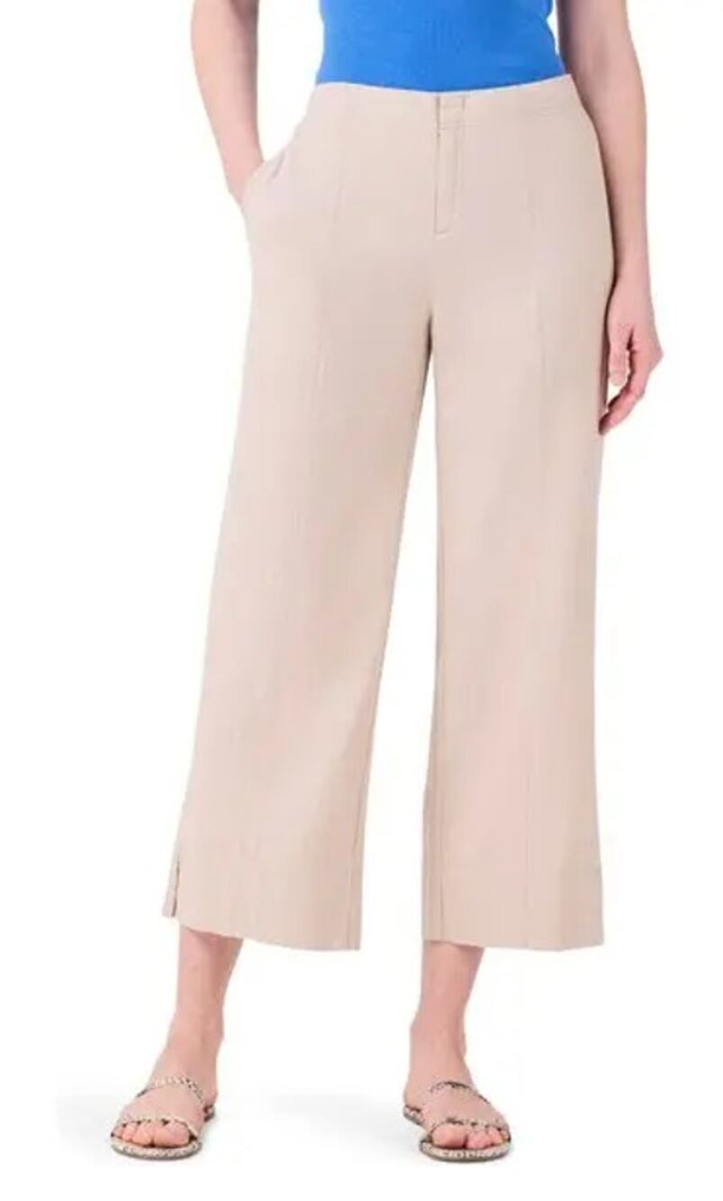 NIC+ZOE COMPANY WOMENS SIZE 14 RUMBA LINEN BLEND WIDE-LEG PANTS BROWN NEW